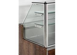 Koelvitrine BERLIN - 1000x880mm - glasopstand met 2 planken - LED-verlichting - granieten werkblad - bruine houtlook front