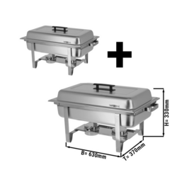 (2 stuks) Chafing Dish - GN 1/1 - met deksel & Roestvrijstalen voeten
