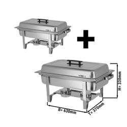 (2 pz) Chafing dish - GN 1/1 - con coperchio - in acciaio inox