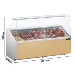Koelvitrine - 1881x979mm - 3 deuren - rechte panorama-frontruit - digitaal display - 387 liter - beige frontpaneel