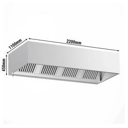 Cappa cubica professionale con motore - 2200mm - con filtri a labirinto e plafoniera LED