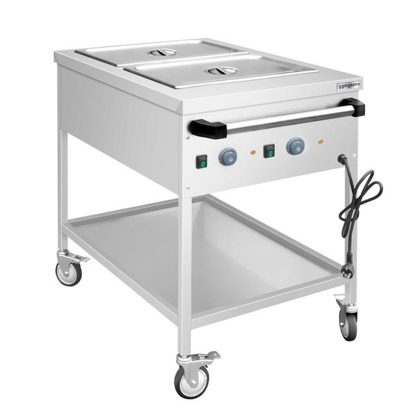 Carrello termico a bagnomaria - 1,95 kW - 2x GN 1/1 H150mm - con vasche a temperatura indipendente - con rubinetto di scarico