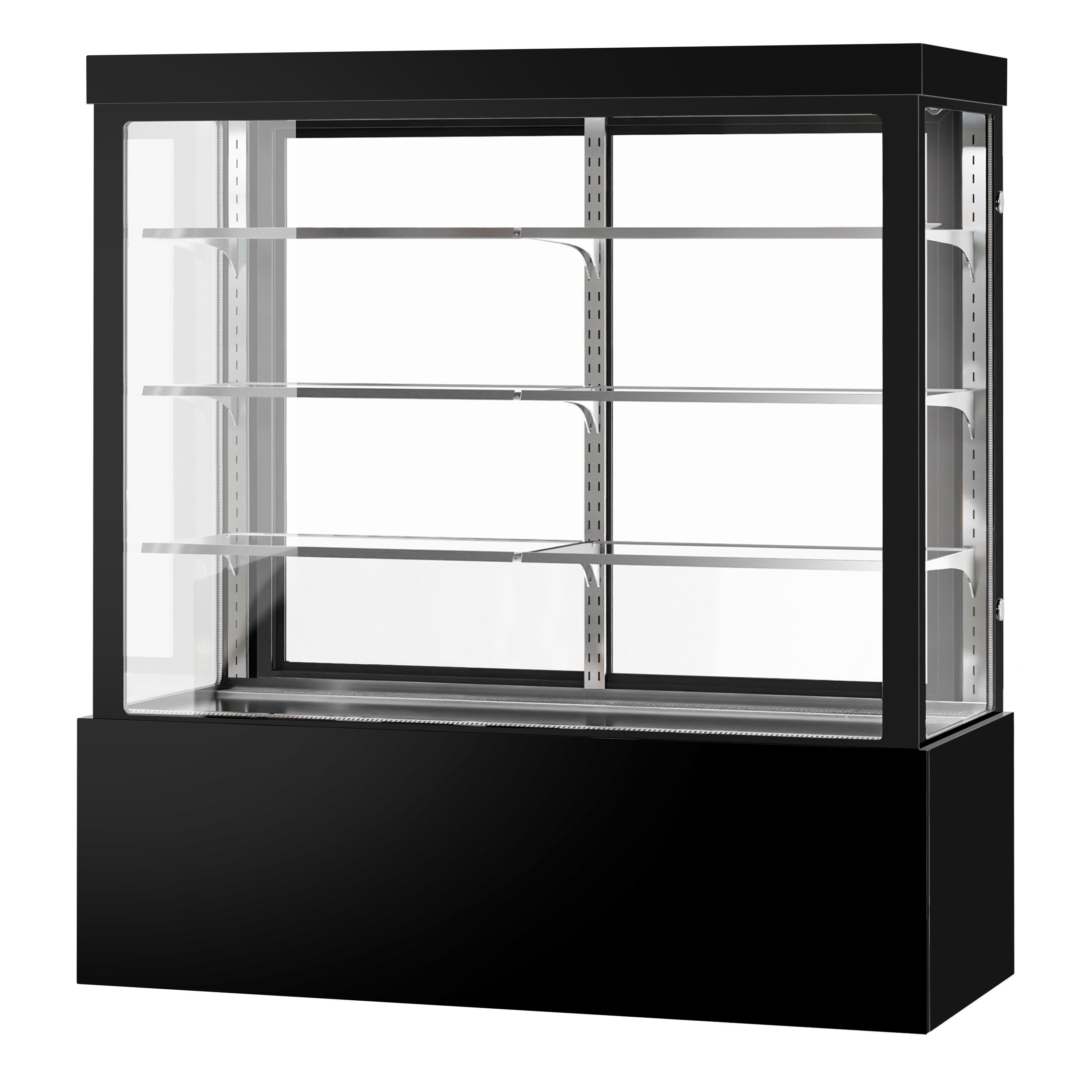 Vitrine de comptoir réfrigérée - 1850L - 1800mm - Double vitrage - avec 3 étagères - portes coulissantes vitrées arrière - Noir