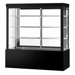 Vitrine de comptoir réfrigérée - 1850L - 1800mm - Double vitrage - avec 3 étagères - portes coulissantes vitrées arrière - Noir
