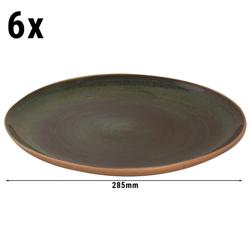 (6 pcs) WISTERIA | Plate - flat - Stoneware - Ø285mm - Green/Beige