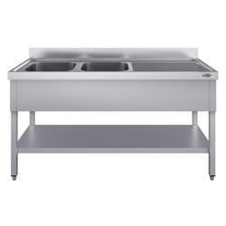 Stół zlewozmywakowy ECO - 1400x600mm - z półką dolną i 2 zlewami po lewej stronie