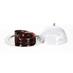 (4 piezas) bandeja de acero inoxidable con campana transparente - Ø 39 cm - pulido