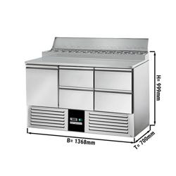 Saladette PREMIUM - 1370mm - 1 Tür & 4 Schubladen - für 8x GN 1/6