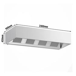 Commercial Box Extraction Canopy - Stainless Steel - Light – 2400×900×450 mm – 4 Baffle Filters