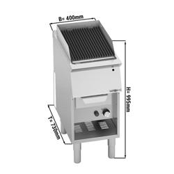 Commercial Gas Water Grill Paolo 700 - 400mm - Freestanding - with Leg Stand - Cast-Iron Cooking Grids - 730mm Deep - 9kW
