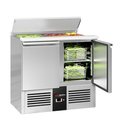 Saladette PREMIUM - 903mm - 2 deuren - met ingang voor 2x GN & 3x GN 1/6 & Roestvrijstalen deksel