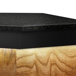 Hoek-Kassa-sectie TORONTO & LED-verlichting - 1569x852x884mm - houten front - granieten werkblad zwart - RVS