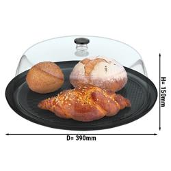 Capac tavă - pentru tavă rotundă - policarbonat - 390x390 mm - Înălțime: 150 mm - rotund - cu tavă inclusă