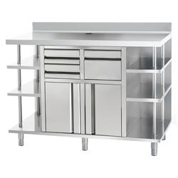 	Work cabinet - for coffee machine - 1500x600mm - with Knocker, 2 Drawers, 2 Doors & Upstand