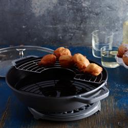 STAUB | SPECIALITIES - مقلاة ووك بغطاء زجاجي - قطر 300 مم - حديد زهر - رمادي غراغيت