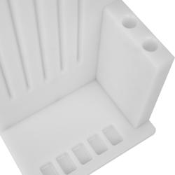Support pour couteaux - Pour 5 couteaux et 2 aiguiseurs pour couteaux - Polyéthylène - 301x501x202mm - Blanc