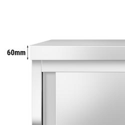 Mesa armario inox PREMIUM - 1600x700mm - con 3 cajones izquierda - con estante intermedio