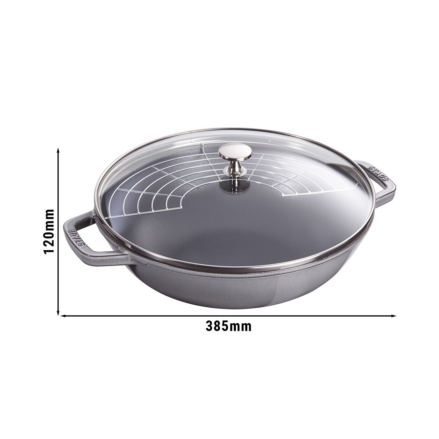 STAUB | SPECIALITIES - Wok avec couvercle en verre - Ø 300mm - Fonte - Gris graphite	