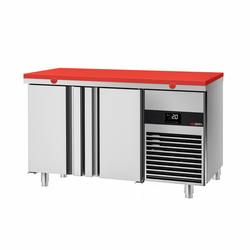 Koelwerkbank PREMIUM - 1400x700mm - met 2 deuren - incl. snijplank rood