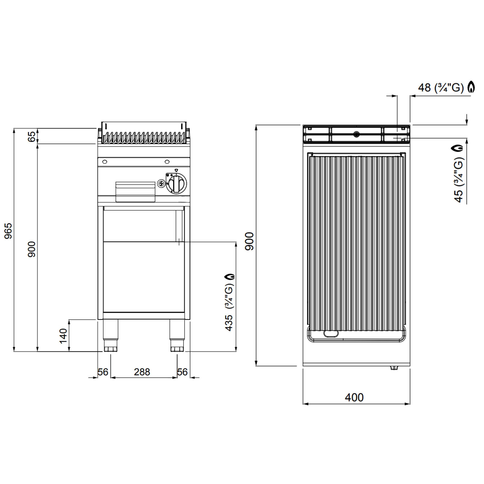 Grill à pierre de lave à gaz – 9 kW