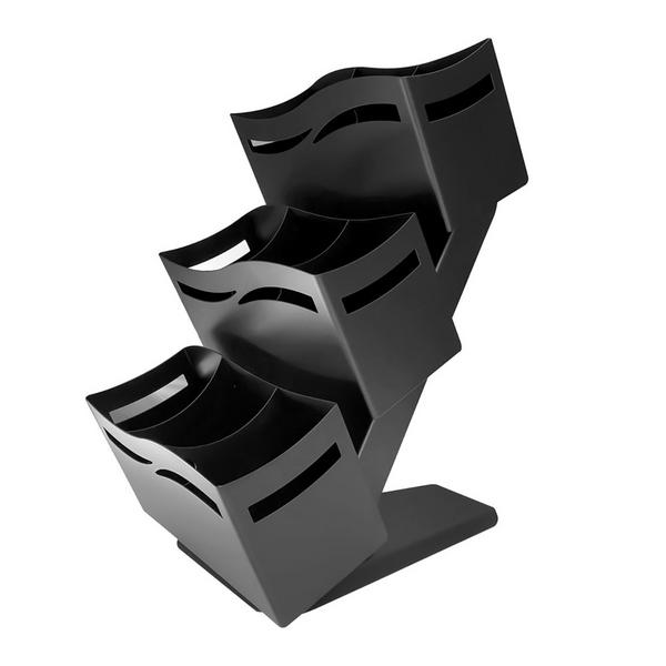 Suporte para talheres - Aço inoxidável, preto - com 3 prateleiras - com 9 compartimentos - Preto