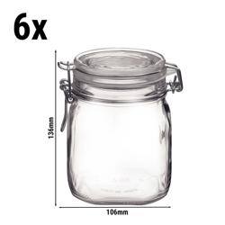 (6 adet) Bormioli Rocco Cam Saklama Kavanozu - Fido - 750ml - Mandallı Kapaklı