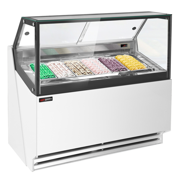 Balcão de gelados THEO - 1300mm - convecção - para 6x recipientes de 5 litros de gelado - branco