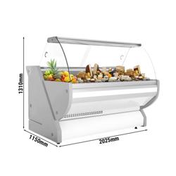 Koeltoonbank - 2025x1150mm - 400 liter - kleur wit - gebogen ruit - granieten werkblad