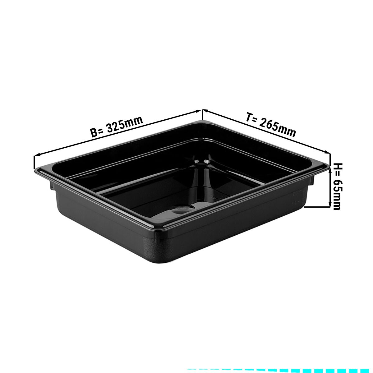 Recipiente GN em policarbonato 1/2 - preto - profundidade 65 mm