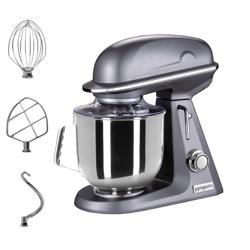 Impastatrice planetaria - da banco - 7L - 350W - 3 utensili in dotazione (gancio, spatola, frusta) - testa sollevabile - vasca estraibile - monofase - Grigio