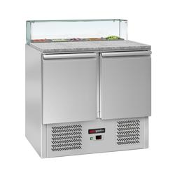 Saladette ECO - 900mm - 2 deuren - met rechte glazen opzetvitrine voor 5x GN 1/6