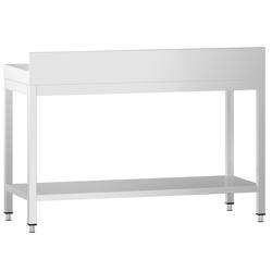 Edelstahl Arbeitstisch PREMIUM - 1200x700mm - mit Grundboden & Aufkantung