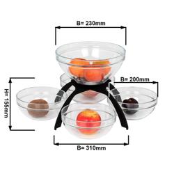 Espositore per buffet - BLACK LINE - Acciaio inox - Nero - Rettangolare - 360x360mm - 5 ripiani - Altezza: 360mm - incl. 5 ciotole in vetro (4x200x200mm, 1x230x230mm)