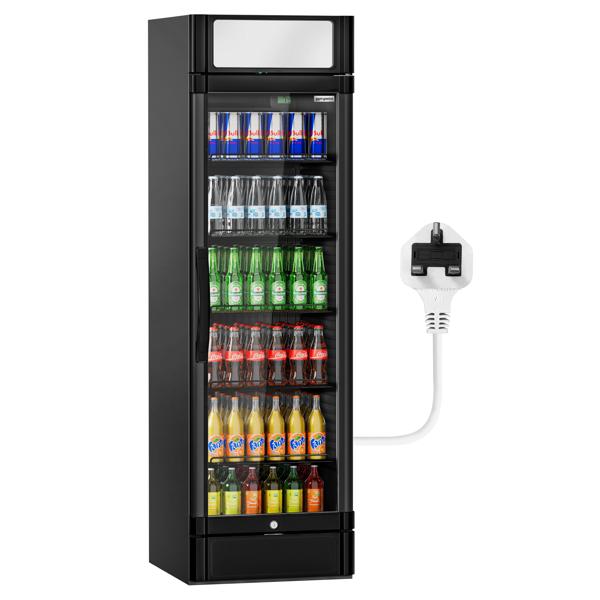 Beverage refrigerator - 347 litres - with 1 glass door & advertising display - For UK