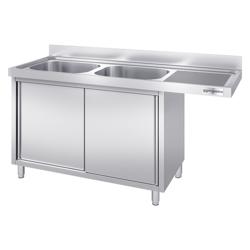 Szafka zlewozmywakowa dla zmywarki do naczyń - 1800x700 mm - z 2 zlewami po lewej stronie