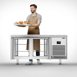 Bakkerij koelwerkbank Premium PLUS - 1618x800mm - met deuren aan beide zijden & granieten werkblad