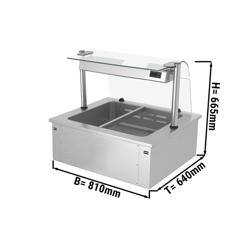 Ugrađeni Bain Marie - 0,8 m - 2x GN 1/1 - Sa higijensko zaštitnim staklom 