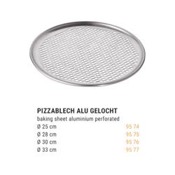 Pizzaplaat - Aluminium - met opstaande rand - Ø250mm - hoogte: 12mm - geperforeerd