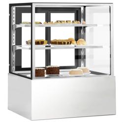 Vetrina pasticceria refrigerata - 343l - 900mm - Doppio vetro - con 2 ripiani - LED interni; porte posteriori scorrevoli