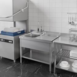 Plonge en inox PREMIUM - 1400x700mm - avec étagère basse - 1 bac à gauche