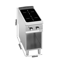 Cucina in vetroceramica professionale - PAOLO 900 - 400x900x940mm - 8,0 kW - 2 piastre quadrate - su vano aperto