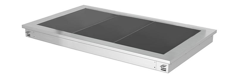 Inbouw warmhoudplaat RVS - met glazen oppervlak - 1000mm - 3x GN 1/1 - 1,35 kW