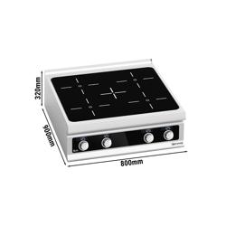 Cucina a induzione professionale - PAOLO 900 - 800x900x320mm - 20,0 kW - 4 zone a induzione - da banco - Bflex Digital