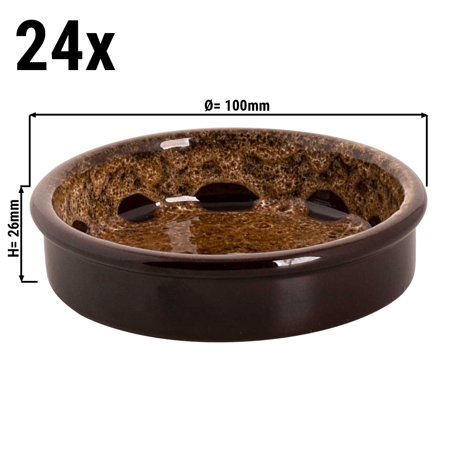 (24 pcs) SABANA - Plat à four - Ø 100mm - Marron / Blanc