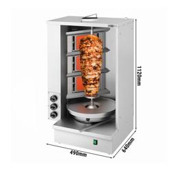 Gáz shawarma/döner grill - 3 égő - max. 40 kg