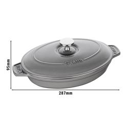 STAUB | Oval Cast Iron Casserole with Lid – 230 mm - Graphite Grey - Grill Compatible