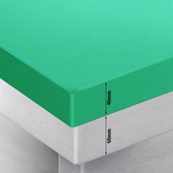 Armoire de travail en acier inoxydable PREMIUM - 1400x800 mm - avec porte coulissante, sans rebord, incl. planche à découper verte         