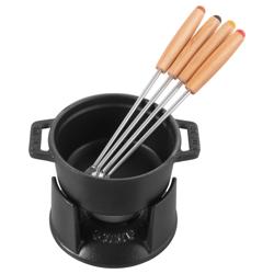 STAUB | Mini Cast Iron Fondue Set – Ø 10 cm - Black - 4 Forks, Warmer (Electric)