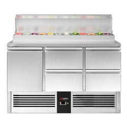 Saladette Mini PREMIUM - 1368x700mm - 1 deur + 4 lades - voor 8x GN 1/6
