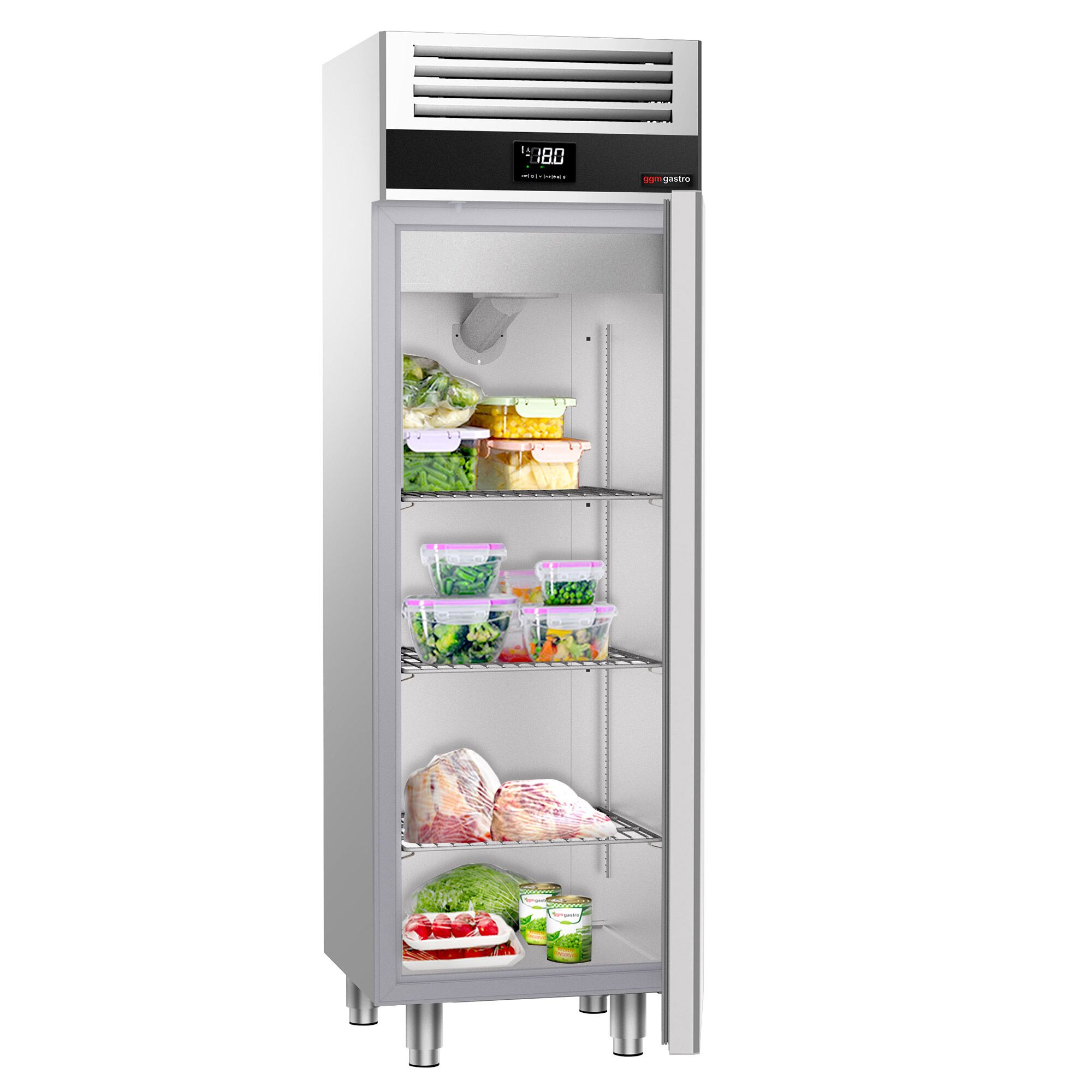Armoire réfrigérée vitrée négative en acier inoxydable AISI 430 PREMIUM - 400 L - avec 1 porte vitrée